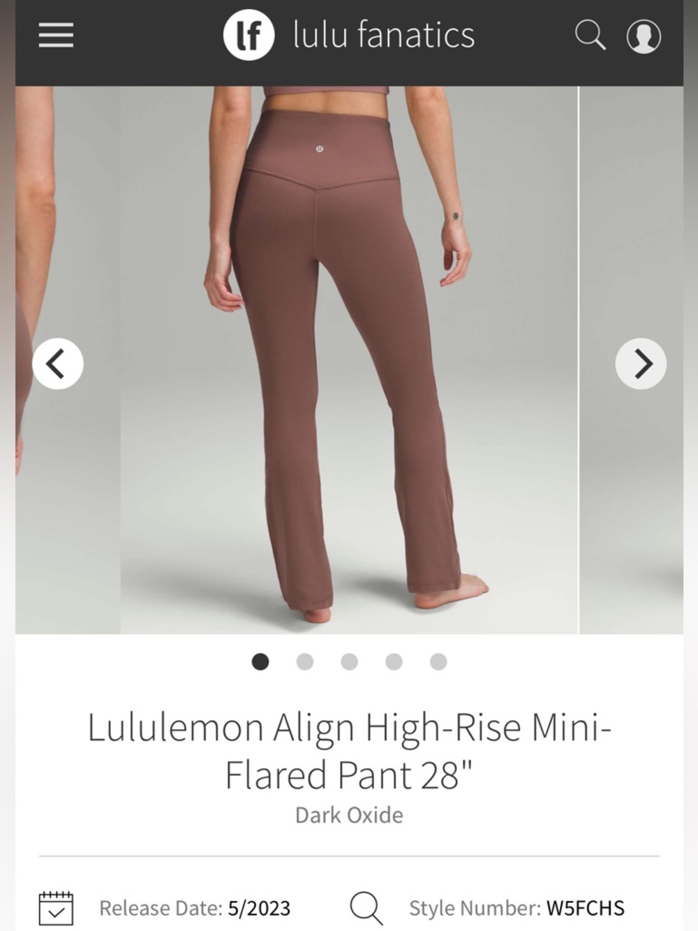 NWOT Lululemon Align High-Rise Mini-Flared 28” Pant Sz 4 *dark oxide*